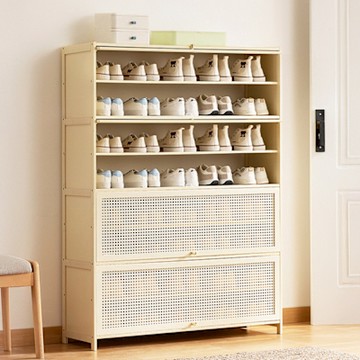 Happylife 奶油色網紋翻門鞋櫃 九層100公分 Y12232