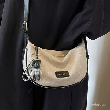 👜 卿選好物 👜【3.3萬人收藏】爆款包包女2025秋冬複古風百搭休閒單肩包撞色牛仔軟皮斜挎餃子包