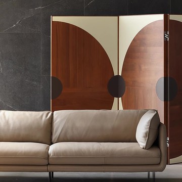 【D3原木家居】Vino 北美胡桃木皮革屏風