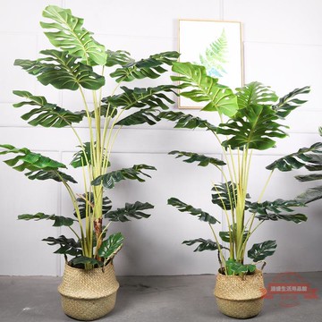 仿真龜背樹盆栽 落地龜背葉假樹盆景裝飾綠植組合