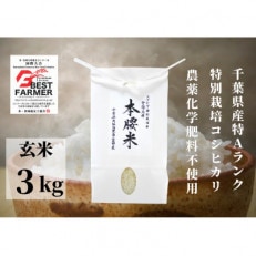 本腰米(玄米)3kg 特Aコシヒカリ