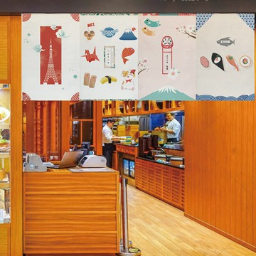 商用廚房掛簾小旗簾三角旗簾門簾短簾裝飾簾隔斷簾免費定制圖案