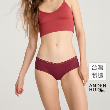 【Anden Hud】華麗年代．緊帶中腰三角內褲(殷紅-Lucky緊帶) 純棉台灣製