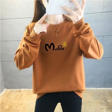 【台灣現貨速發】春秋薄款大學T女 韓系百搭長袖衛衣 日常休閒上衣 簡約圓領T恤 c0056