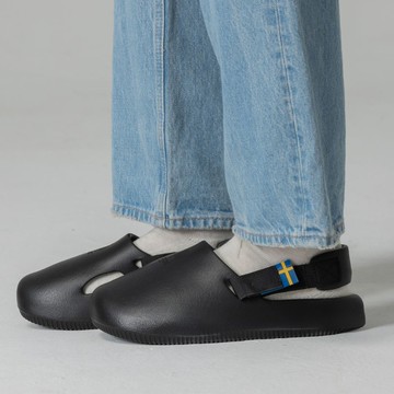 moz瑞典 駝鹿 巧巴達  eva 2way 穆勒涼拖鞋(黑)