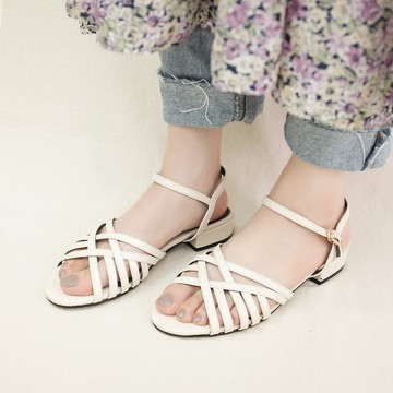 下北澤散策! 3D立體線條金屬涼鞋 米白 -珍珠色