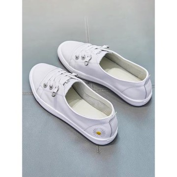 小白鞋秋新款百搭輕便淺口小雛菊