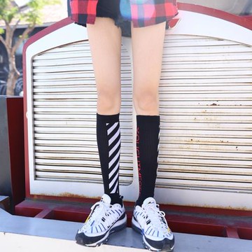 長襪女潮長筒過膝蓋襪男春秋街頭ins潮條紋運動足籃球高筒棉襪子