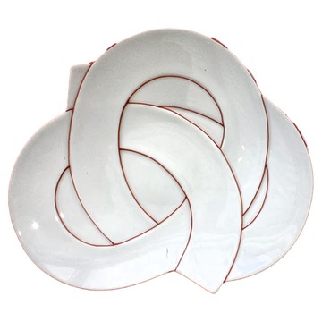 赤繪祥結8吋皿  日本制餐盤，尺寸:22.5x18.5x4cm  1個