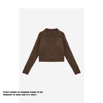 拉夏貝爾法式復古優雅圈圈紗POLO領秋冬毛衣女顯瘦開衫女新款現貨