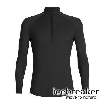 【icebreaker】ZONE男網眼半開襟長袖上衣 BF150『黑』戶外 運動 柔軟 舒適 羊毛 吸濕 排汗 抑味 控溫 104348