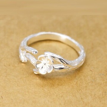 925純銀戒指開口戒-唯美花朵樹枝設計生日情人節禮物女飾品73dt429【獨家進口】【米蘭精品】