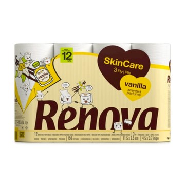 葡萄牙進口皇室御用天然植萃奶油香草香氛卷紙12捲裝(三層紙張200張x12捲x5組/箱） 奶油香草