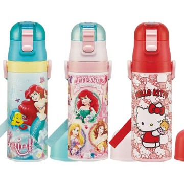 小禮堂 Skater 迪士尼 三麗鷗 兒童兩用不鏽鋼保溫瓶附背帶 470ml/430ml (SKDC4)