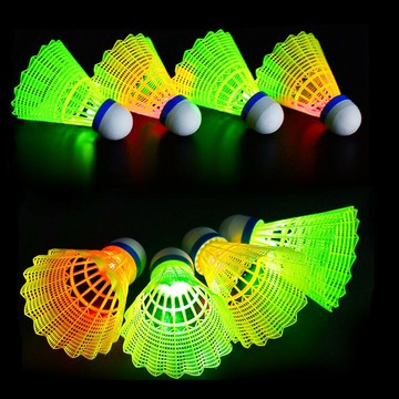 夜光帶燈羽毛球 塑料防風室戶外訓練尼龍LED熒光燈帶發光羽毛球