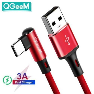 QGeeMUSBA轉90°Type-C3A彎頭數據線手機安卓充電線尼龍編織快充