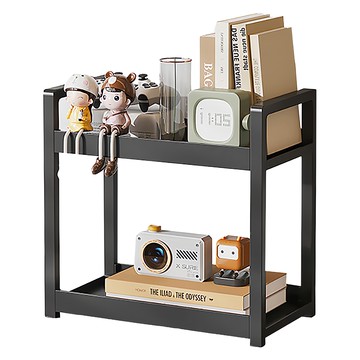 小麥購物 桌面雙層置物架 L223 附掛盒 + 掛鈎  37 x 17 x 30cm  1個  黑色