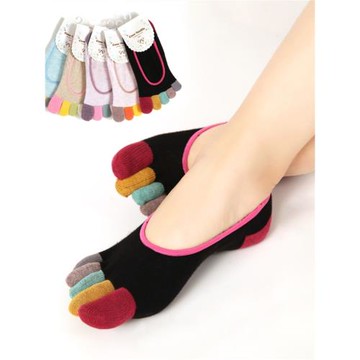 3雙春夏有跟五指船襪女棉防臭透氣隱形淺口襪子硅膠防掉腳趾襪