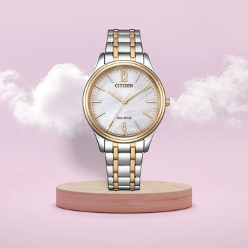 送禮首選★CITIZEN 星辰 光動能大三針時尚錶-銀x玫瑰金-女錶(EM0416-78A)34mm 附提袋 線上購買享_實體門市同步服務