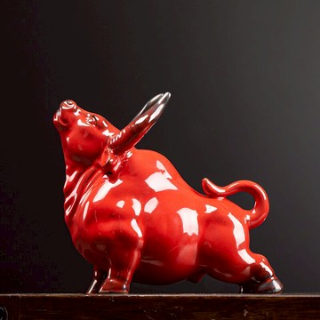 陶瓷中式招財牛擺件家居辦公室桌面牛氣沖天裝飾品牛年吉祥物禮品