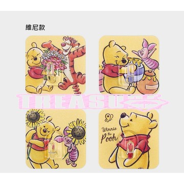 迪士尼款重複貼掛勾/1卡4入奇奇蒂蒂、米奇米妮、史迪奇、維尼、玩具總動員