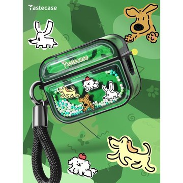 Tastecase綠色可愛小狗耳機套適用蘋果AirPodsPro二代磁吸耳機保護套原創泡泡珠藍牙AirPods4/3/2創意耳機殼