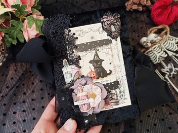 萬聖節女巫雜誌 手工製作 哥德風 黑貓 魔法咒語 筆記本