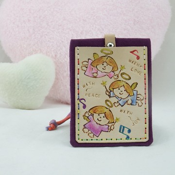 植鞣皮革雙層卡套證件套可愛三天使