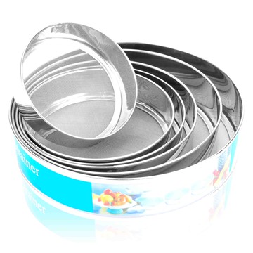 不銹鋼6PC套裝米粉篩30目圓形糖粉篩細面粉篩子套裝創意廚房用品