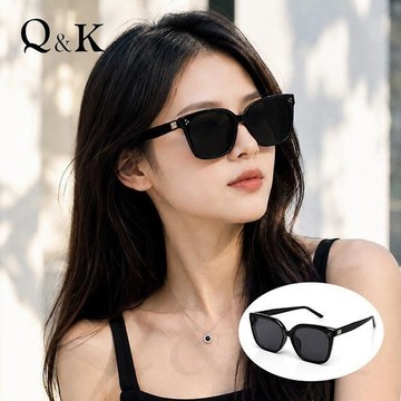 【Q&K】時尚高級感TR90大框偏光太陽眼鏡 玄曜黑 輕奢顯小臉墨鏡 抗UV400/防眩光