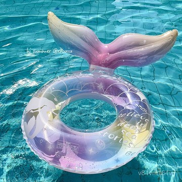 【蜜糖の泳池】親子透明救生圈遊泳圈亮片網紅蜜糖浮力美人魚ins加厚兒童腋下圈成人