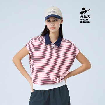 元動力 元小熊連袖條紋POLO衫(紅；S-L)