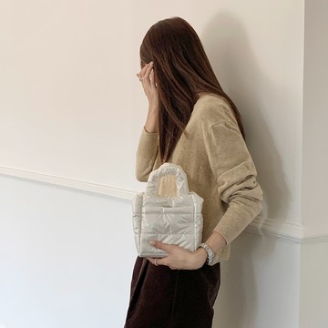 澎澎感空氣棉兩用小方包 珍珠米