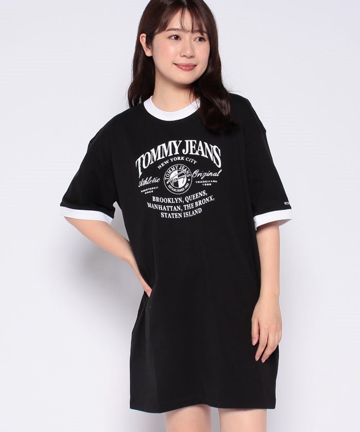 TOMMY JEANS/トミージーンズ）オーバーサイズロゴリンガーTシャツ