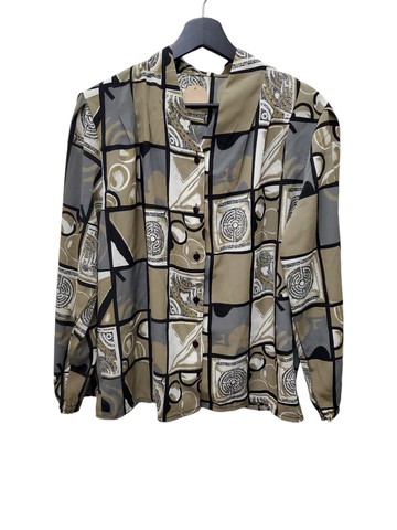 有禮貌穿搭 日本古著 V領 復古幾何圖騰 襯衫式外套 L號 近全新
