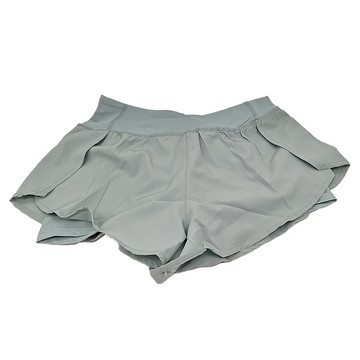 假兩件防走光透氣速乾修長比例運動短褲，80%聚酯纖維 20%氨綸  S  白青色