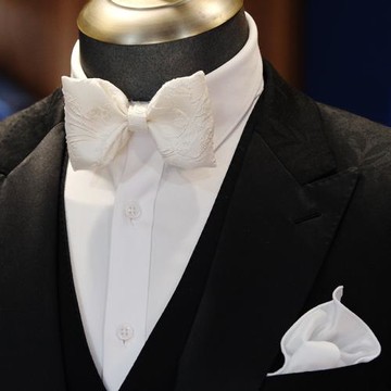 羅楠《云朵》系列米白英倫提花霧霾藍灰新郎結婚婚禮男手工