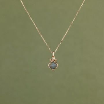 【 ARTE WHITE 】K10 藍光拉長石項鍊