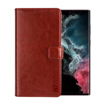 IN7 瘋馬紋 Samsung Galaxy S22 Ultra (6.8吋) 錢包式 磁扣側掀PU皮套 吊飾孔 手機皮套保護殼