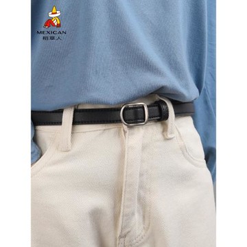 稻草人皮帶女韓版時尚百搭新款裝飾無孔細腰帶設計感小眾配牛仔褲