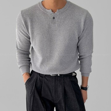 正韓SUPIMA棉亨利領單扣合身長袖上衣 5色 YUPPIE 預購商品 0908