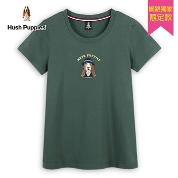 Hush Puppies T恤 女裝精緻刺繡毛衣狗短袖T恤