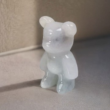 【熊熊玉見你】天然飄花可愛小熊擺飾 | 天然緬甸翡翠A貨 | 送禮