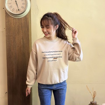 Hana Mokuba 圓領印花長袖收口休閒上衣