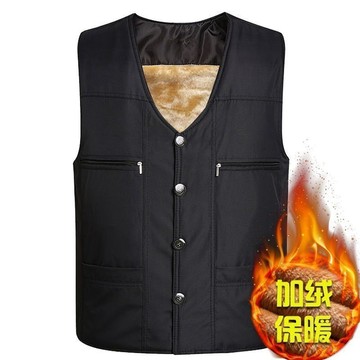 【秋冬】秋冬季中老年人男士棉馬甲加絨加厚毛內膽坎肩馬夾保暖爸爸裝背心