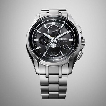 CITIZEN 星辰 GENTS 月相盈虧三眼計時鈦金屬電波對時光動能男錶/41.5mm(BY1001-66E)