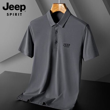 吉普JEEP短袖POLO衫男寬松大碼夏季商務休閑棉質舒適翻領半袖T恤