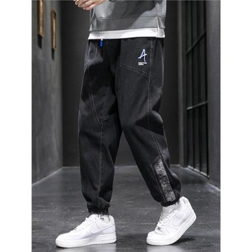 牛仔褲子男款秋冬季2025新款加絨加厚大碼工裝褲寬松束腳男士休閑