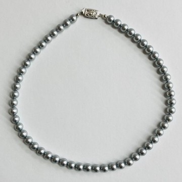 貝殼研磨珍珠項鍊 / 直徑約7mm, 長度約41cm / 研磨灰 / 日本製造