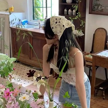 新品現貨✨鞠婧禕同款三角巾頭巾女甜美可愛ins網紅出遊拍照手工針織包頭巾